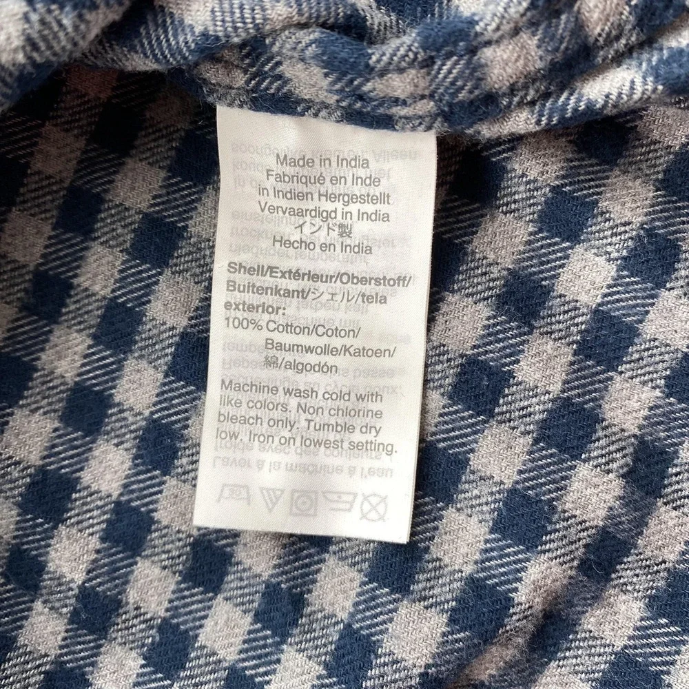 J Crew Shirt Mens Large Blue Check Flannel Button Up Long Sleeve Casual